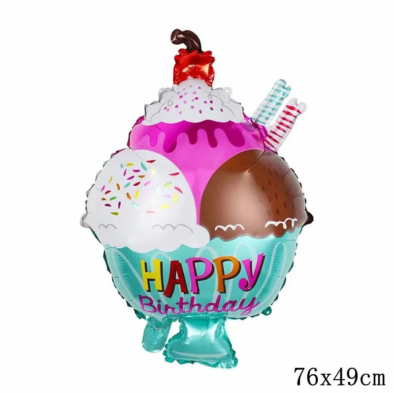 32Inch Donut globos Foil Balloon Fruit Ice Cream Helium Balloon Birthday Party Decoration Kids Toy Sweet Digital baby shower