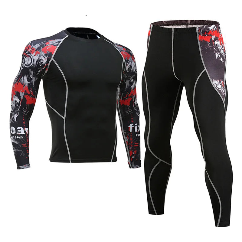 Men's Compression Sportswear Suits Gym Tights Training Clothes Workout Jogging Sports Set Running Rashguard Tracksuit For Men