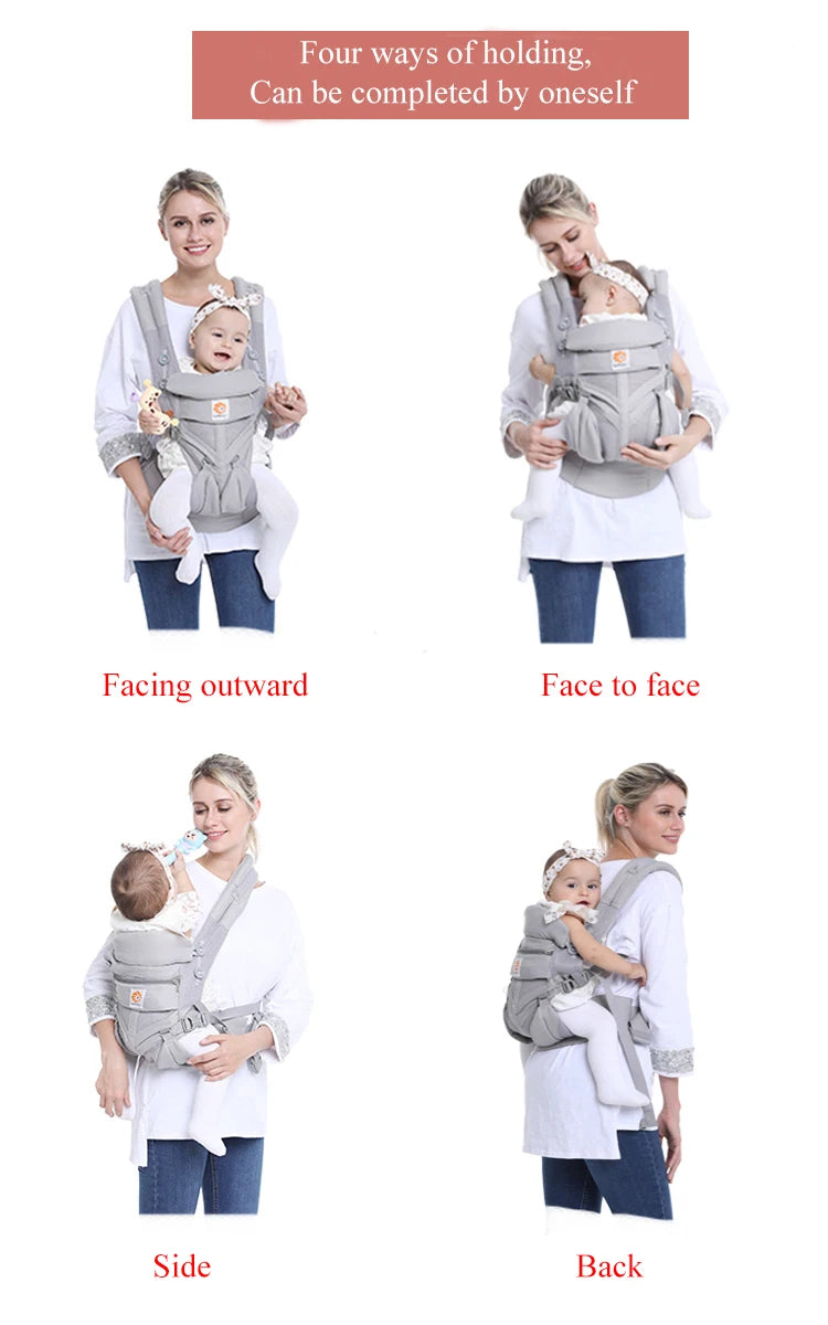 Breeze 360 Ergonomic Kid Kangaroo Infant Baby Carrier All Positions Sling Wrap Cool Air Mesh Cotton Backpack 0-36 Months Egobaby