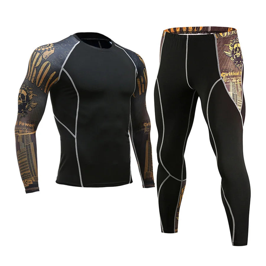 Men's Compression Sportswear Suits Gym Tights Training Clothes Workout Jogging Sports Set Running Rashguard Tracksuit For Men