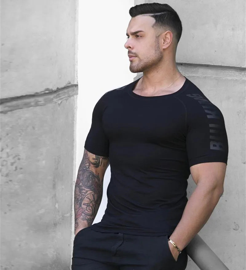 New large-type Men Compression T-shirt men Sporting Skinny Tee Shirt Male Gyms Running T-shirt Fitness Sports men t-shirts