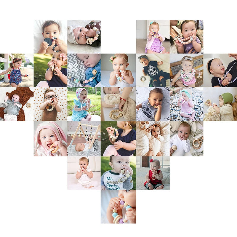 Let's Make 1PC Silicone Teether Baby Rudder Shape Wooden Teether Ring Kid Gift BPA Free Silicone Children Goods Kid Teething Toy