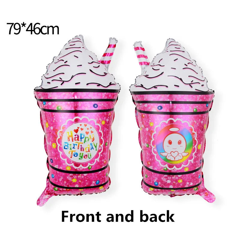 32Inch Donut globos Foil Balloon Fruit Ice Cream Helium Balloon Birthday Party Decoration Kids Toy Sweet Digital baby shower