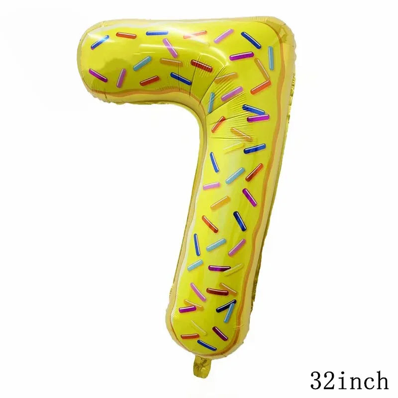 32Inch Donut globos Foil Balloon Fruit Ice Cream Helium Balloon Birthday Party Decoration Kids Toy Sweet Digital baby shower