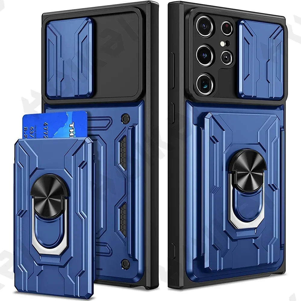 Samsung Mobile Cover - Slide Camera Card Holder 360° Ring Cover