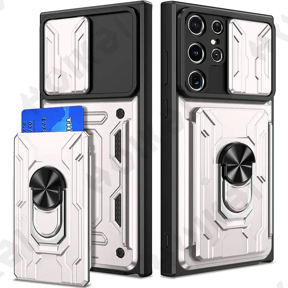 Samsung Mobile Cover - Slide Camera Card Holder 360° Ring Cover