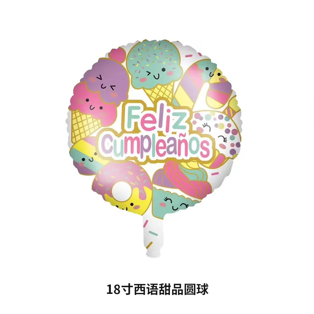 32Inch Donut globos Foil Balloon Fruit Ice Cream Helium Balloon Birthday Party Decoration Kids Toy Sweet Digital baby shower