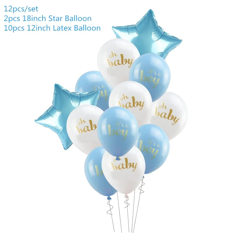 4D Transparent Baby Shower Boy Girl Bear Bubble Ball Kids 1st Birthday Party Blue Pink Helium Balloon Gender Reveal Decoration