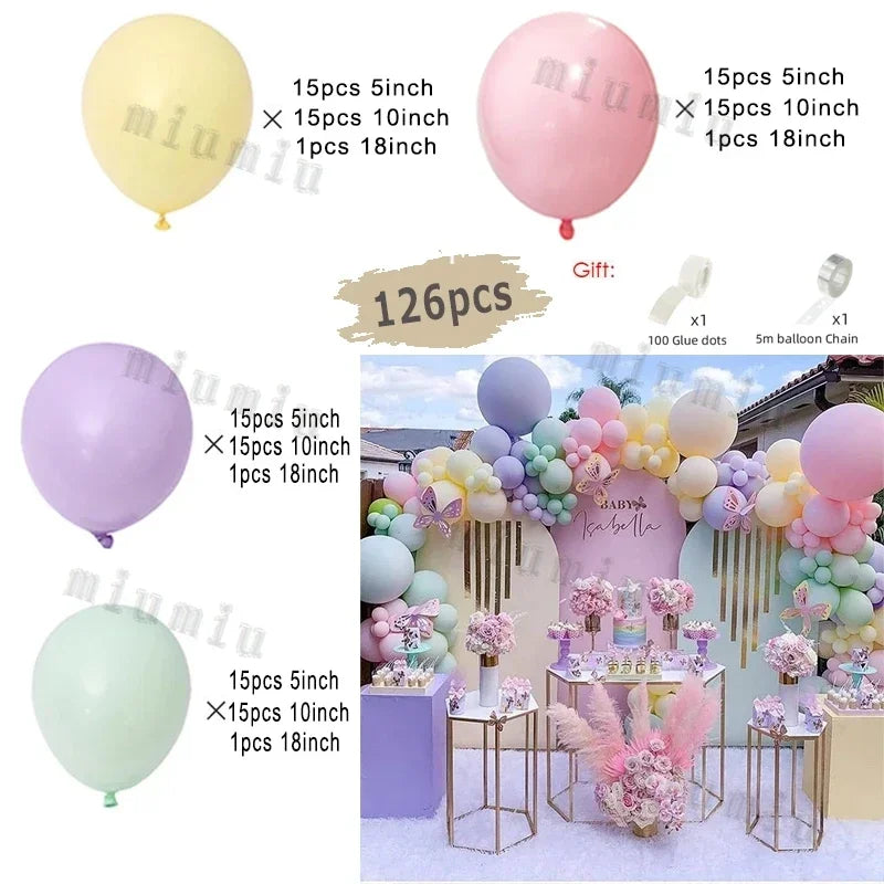 Macaron Rainbow Balloon Garland Arch Kit Girls Pastel Wedding Happy Birthday Party Pink Balloons Baby Shower Decoration Kid Gift