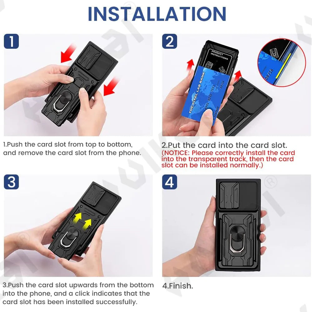 Samsung Mobile Cover - Slide Camera Card Holder 360° Ring Cover
