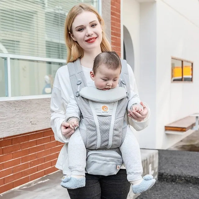 Breeze 360 Ergonomic Kid Kangaroo Infant Baby Carrier All Positions Sling Wrap Cool Air Mesh Cotton Backpack 0-36 Months Egobaby