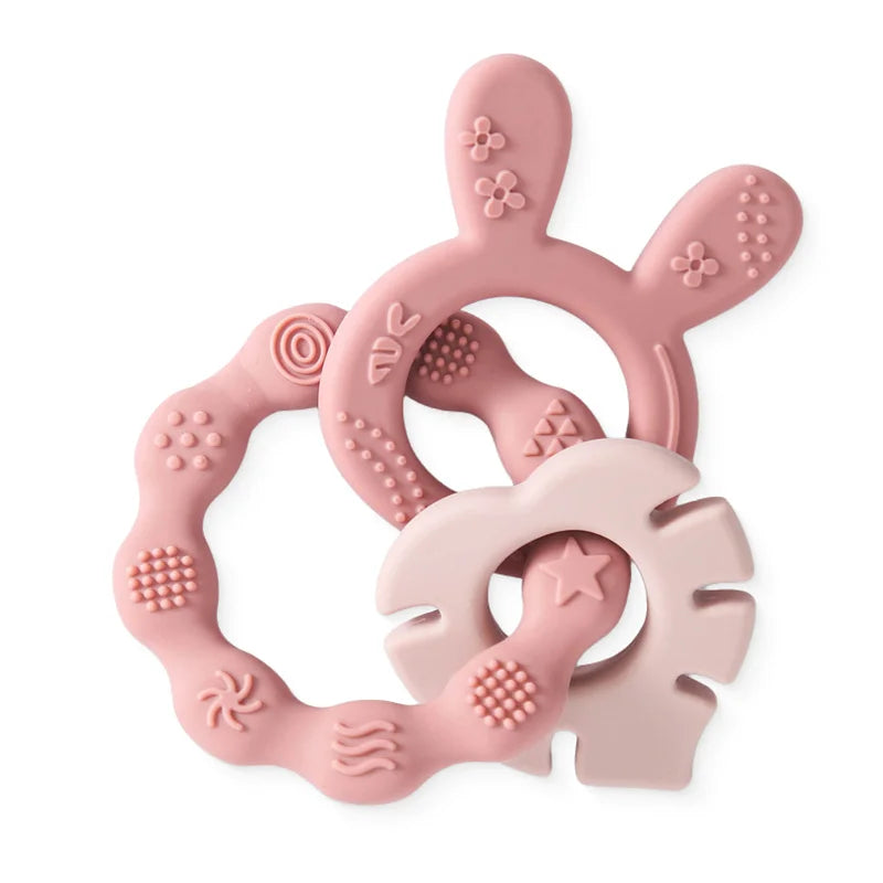 Let's Make 1PC Silicone Teether Baby Rudder Shape Wooden Teether Ring Kid Gift BPA Free Silicone Children Goods Kid Teething Toy