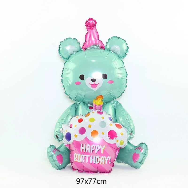 ins 4D Bear Foil Balloon Baby Birthday Photo Props Cartoon Aluminum Film Balloons Happy Birthday Party Baloon Baby Shower Ballon