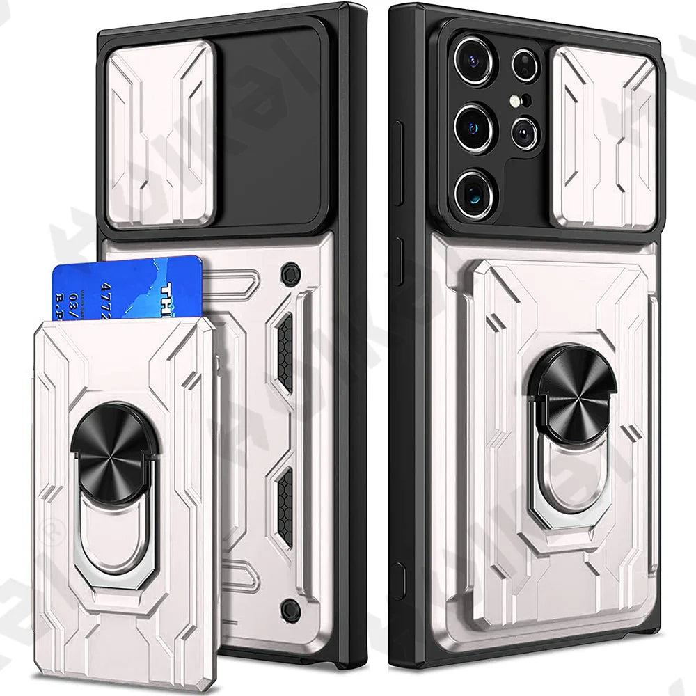 Samsung Mobile Cover - Slide Camera Card Holder 360° Ring Cover