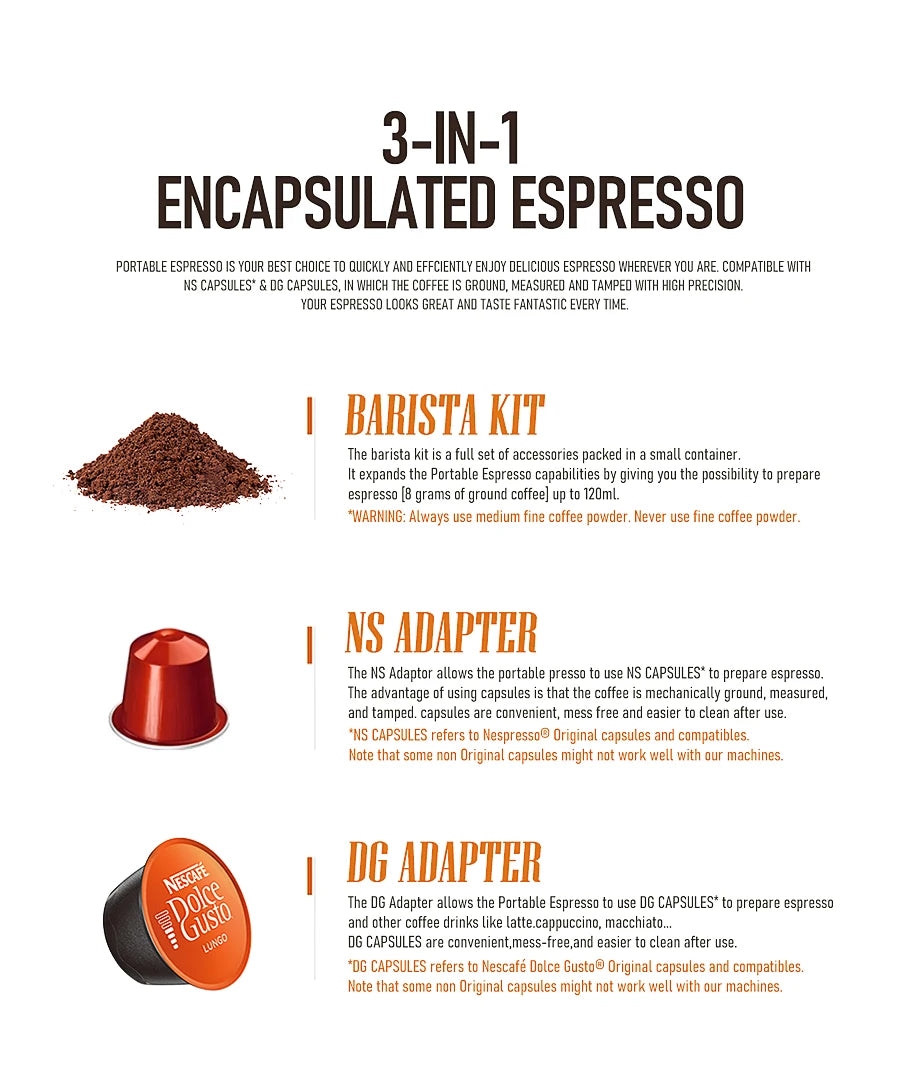 3 In1 Portable Coffee / Espresso Maker