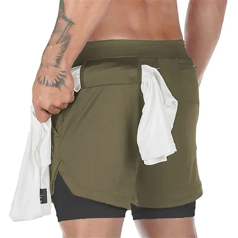 Running Shorts Men 2 In 1 Double-deck Quick Dry