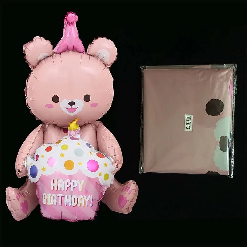 ins 4D Bear Foil Balloon Baby Birthday Photo Props Cartoon Aluminum Film Balloons Happy Birthday Party Baloon Baby Shower Ballon