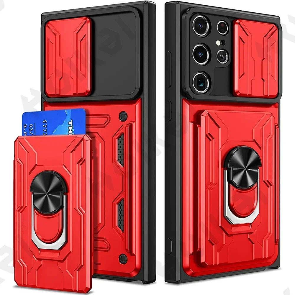 Samsung Mobile Cover - Slide Camera Card Holder 360° Ring Cover