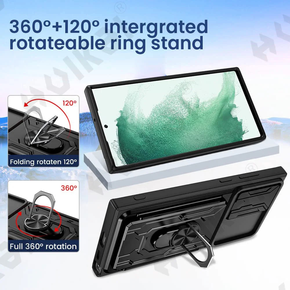 Samsung Mobile Cover - Slide Camera Card Holder 360° Ring Cover