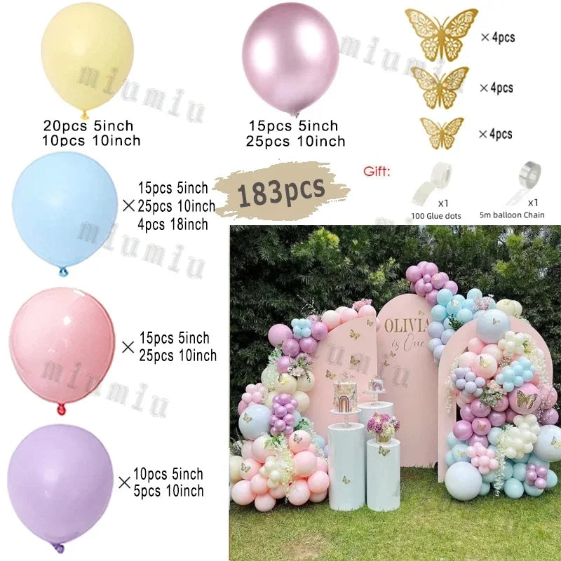 Macaron Rainbow Balloon Garland Arch Kit Girls Pastel Wedding Happy Birthday Party Pink Balloons Baby Shower Decoration Kid Gift
