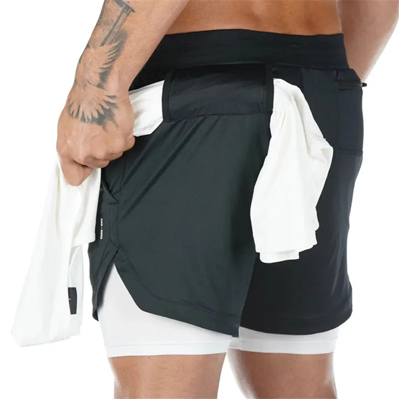 Running Shorts Men 2 In 1 Double-deck Quick Dry