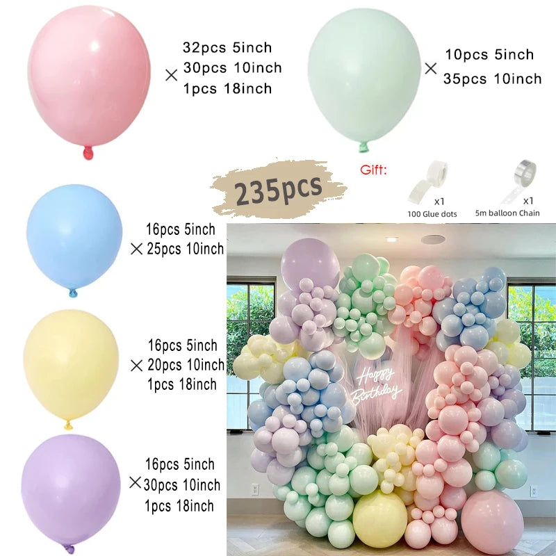 Macaron Rainbow Balloon Garland Arch Kit Girls Pastel Wedding Happy Birthday Party Pink Balloons Baby Shower Decoration Kid Gift