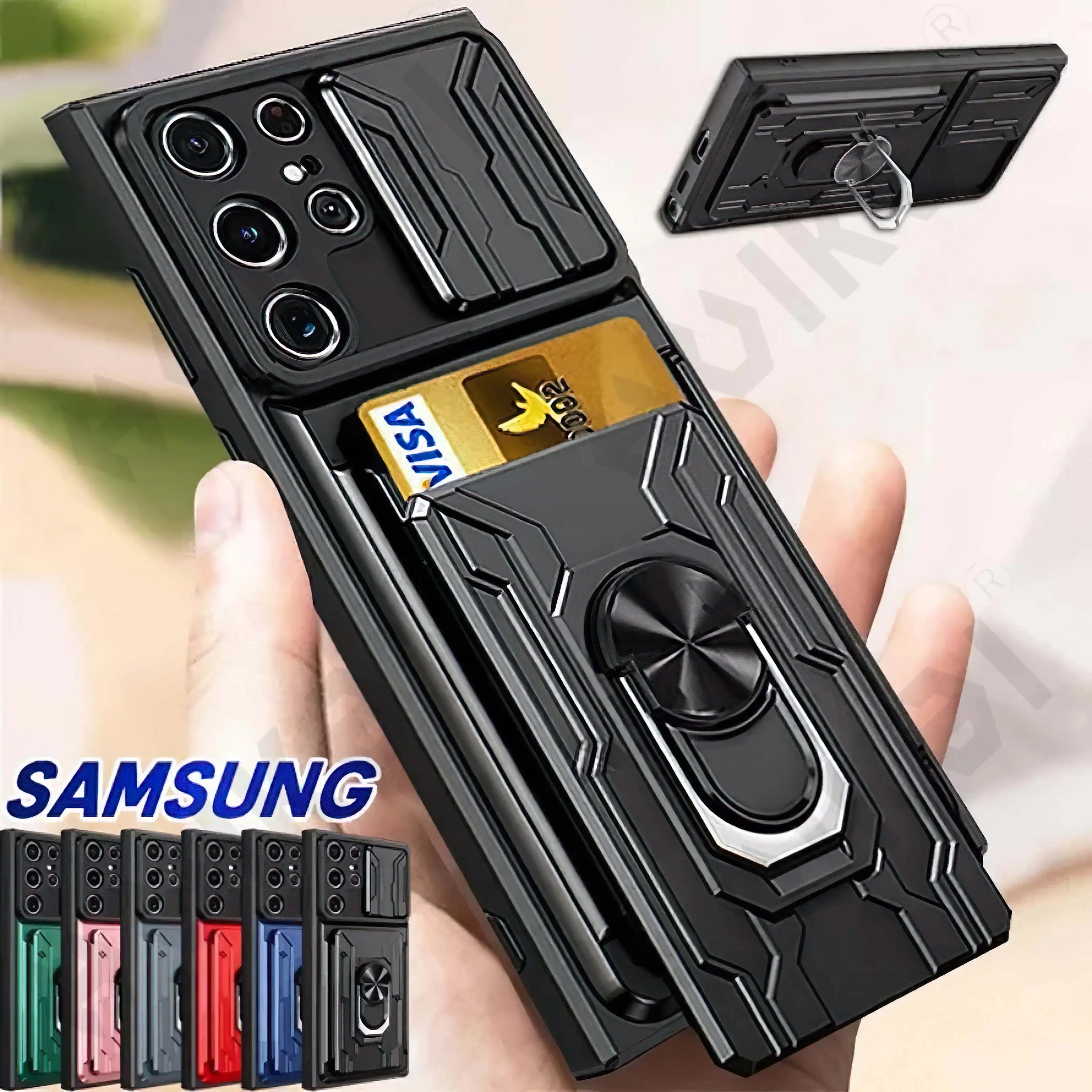 Samsung Mobile Cover - Slide Camera Card Holder 360° Ring Cover