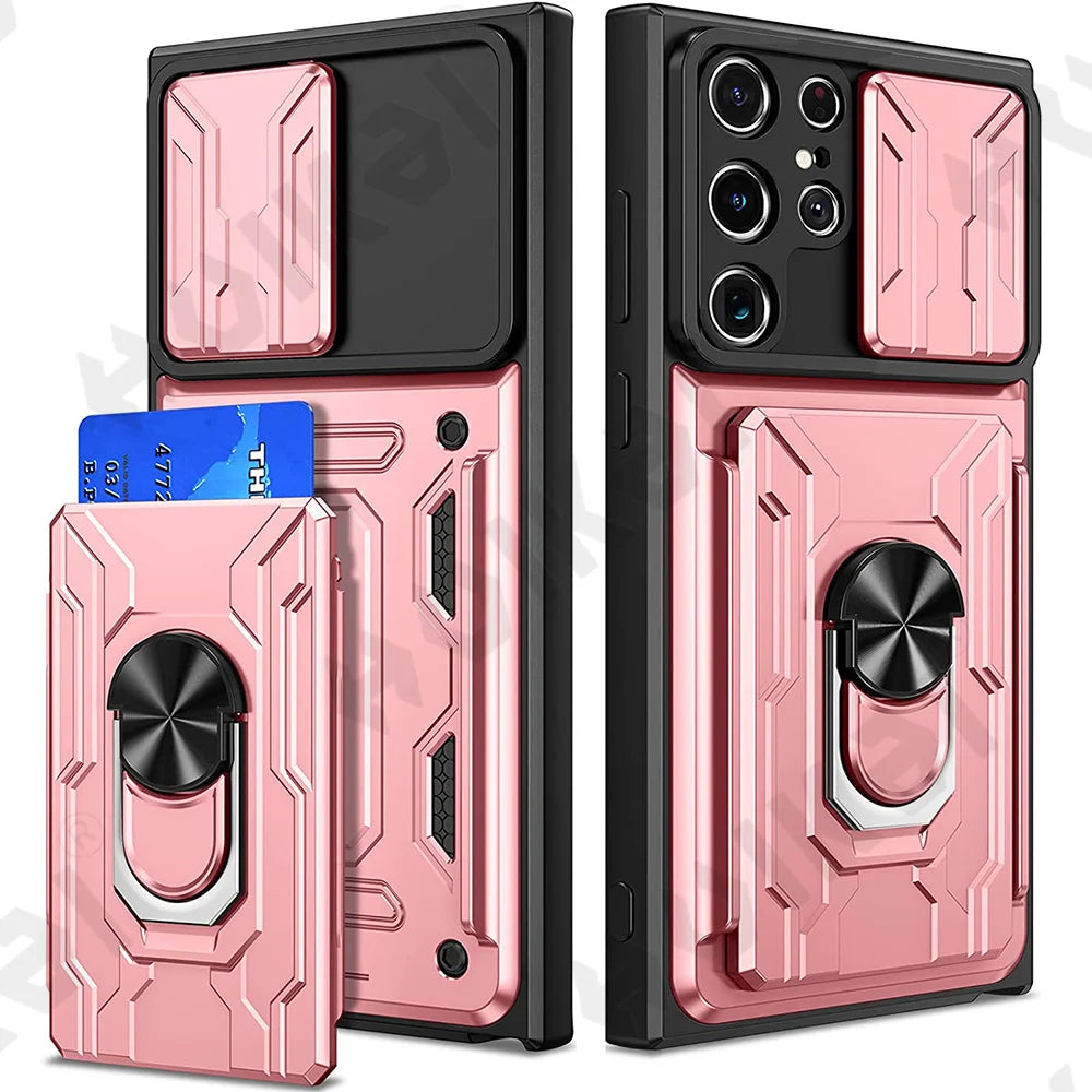 Samsung Mobile Cover - Slide Camera Card Holder 360° Ring Cover