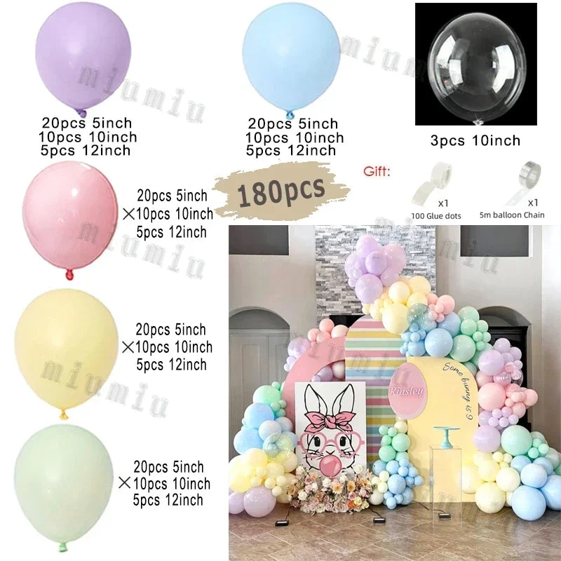 Macaron Rainbow Balloon Garland Arch Kit Girls Pastel Wedding Happy Birthday Party Pink Balloons Baby Shower Decoration Kid Gift