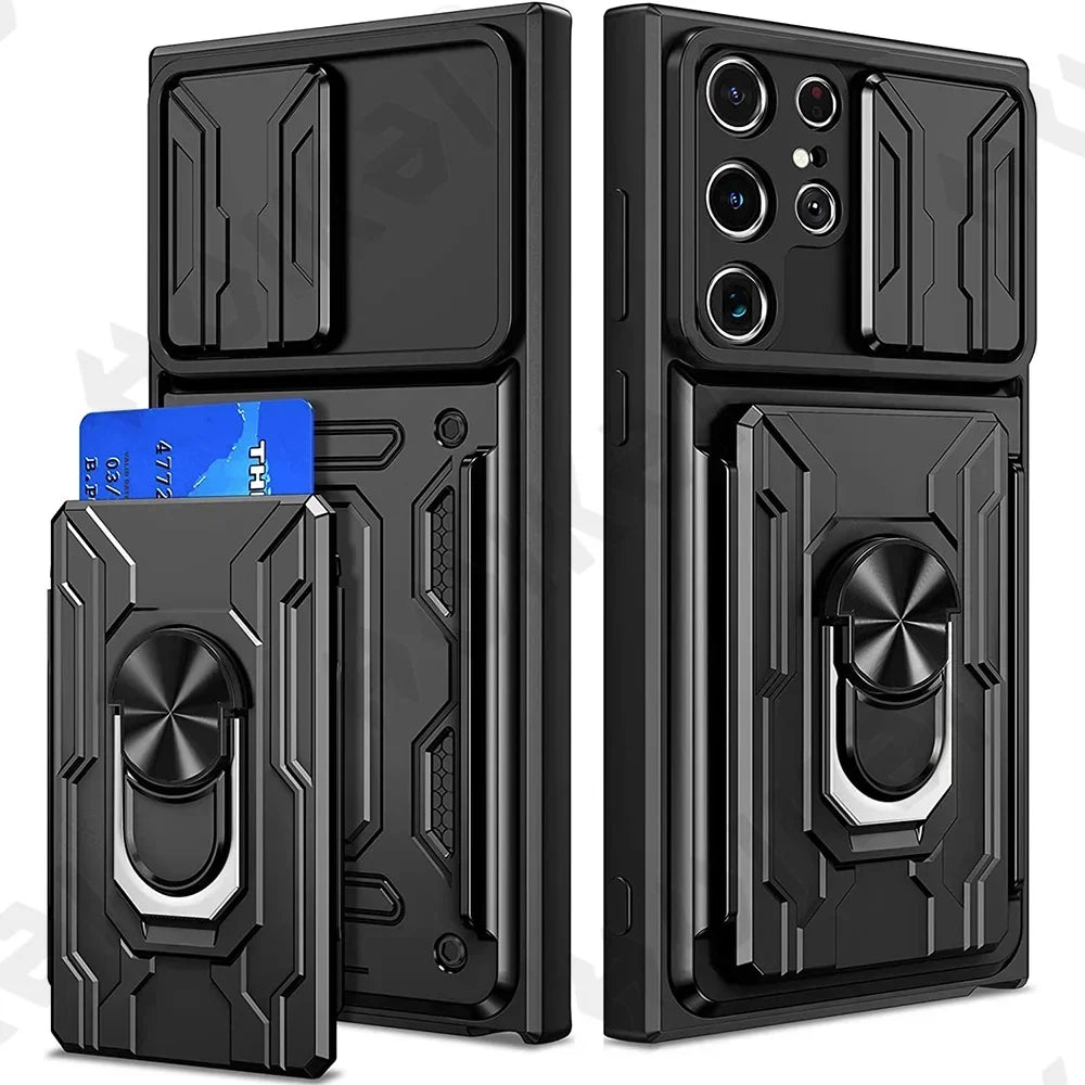 Samsung Mobile Cover - Slide Camera Card Holder 360° Ring Cover