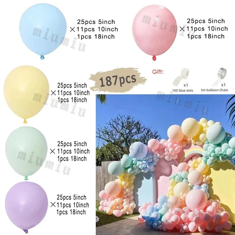 Macaron Rainbow Balloon Garland Arch Kit Girls Pastel Wedding Happy Birthday Party Pink Balloons Baby Shower Decoration Kid Gift