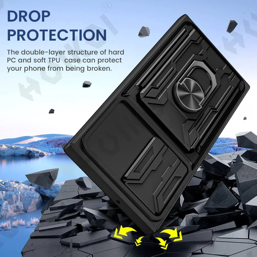 Samsung Mobile Cover - Slide Camera Card Holder 360° Ring Cover