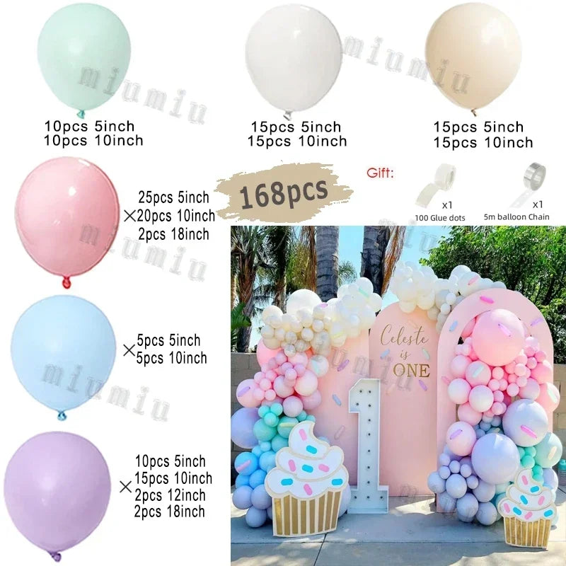 Macaron Rainbow Balloon Garland Arch Kit Girls Pastel Wedding Happy Birthday Party Pink Balloons Baby Shower Decoration Kid Gift