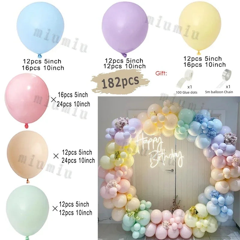 Macaron Rainbow Balloon Garland Arch Kit Girls Pastel Wedding Happy Birthday Party Pink Balloons Baby Shower Decoration Kid Gift