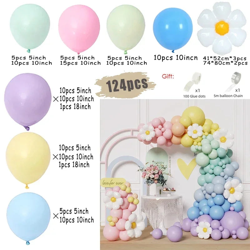 Macaron Rainbow Balloon Garland Arch Kit Girls Pastel Wedding Happy Birthday Party Pink Balloons Baby Shower Decoration Kid Gift