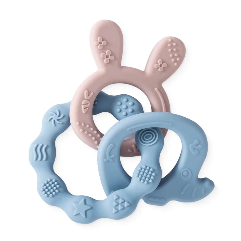 Let's Make 1PC Silicone Teether Baby Rudder Shape Wooden Teether Ring Kid Gift BPA Free Silicone Children Goods Kid Teething Toy