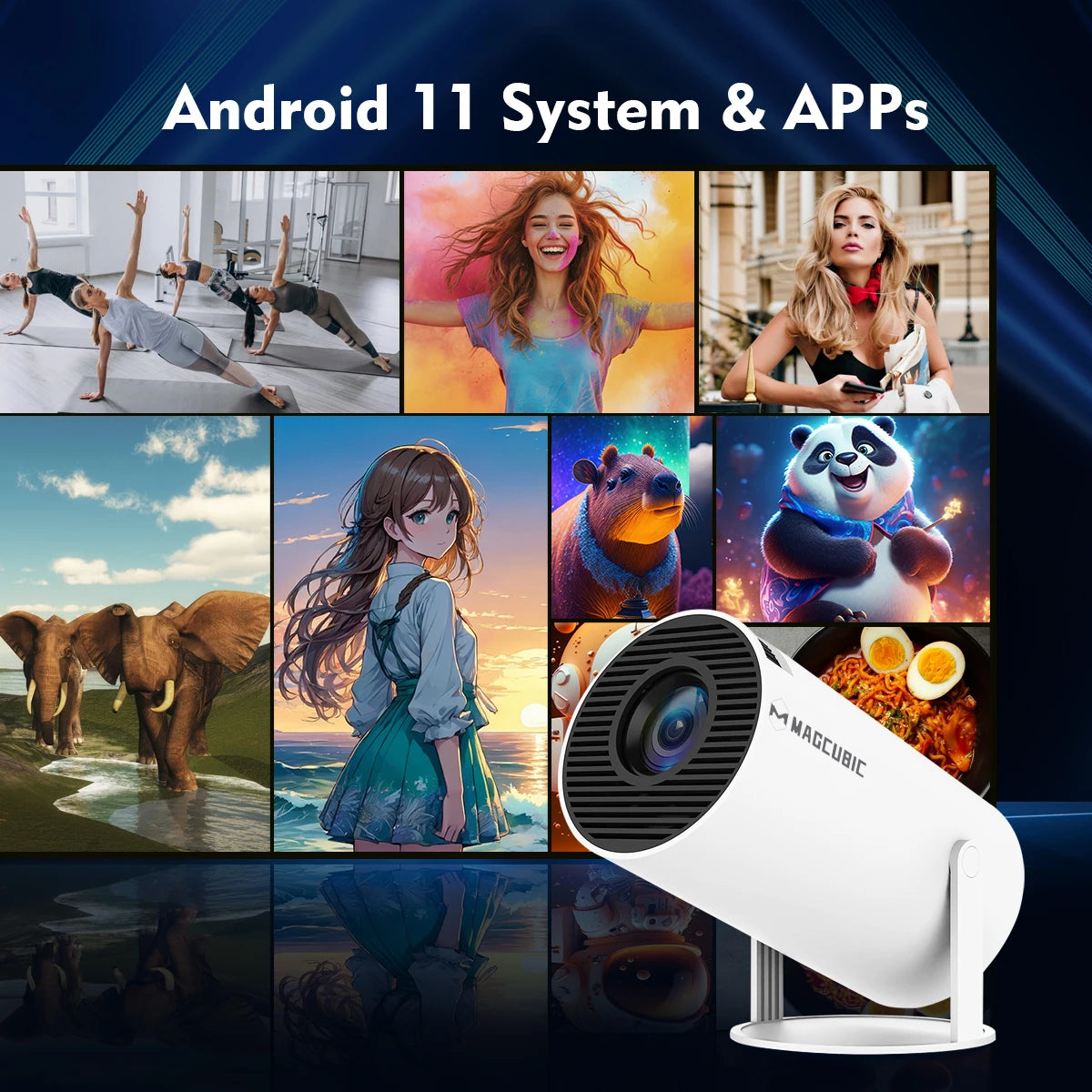 HY300 Pro 4K Android 11 Home Cinema Outdoor Projector
