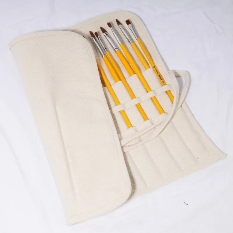 16/22 Holes Makeup Brush Storage Bag Women's Canvas Cosmetic Pouch Travel Fold Organizer Portable Bundle Strap Design Beauty Bag