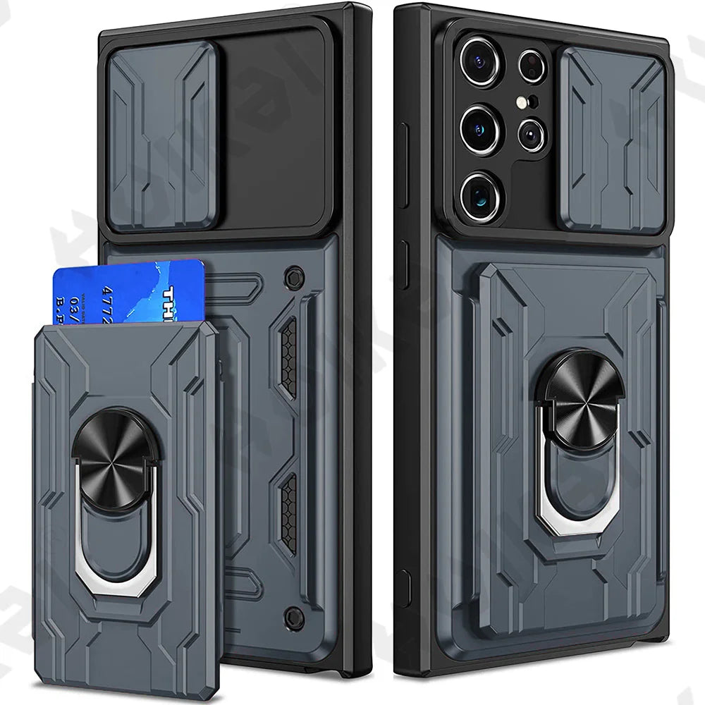 Samsung Mobile Cover - Slide Camera Card Holder 360° Ring Cover
