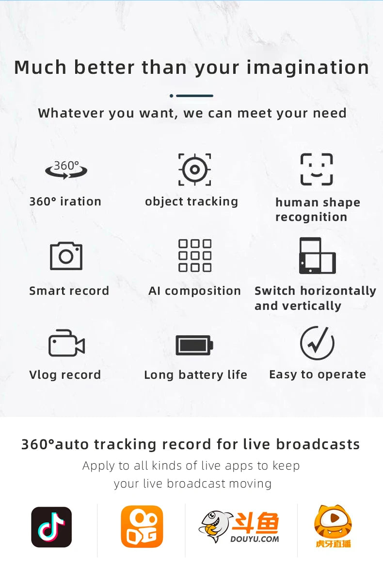 360 Degree AI Face Tracking Gimbal Stabilizer