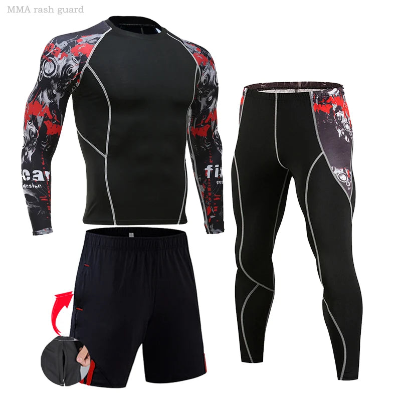 Men's Compression Sportswear Suits Gym Tights Training Clothes Workout Jogging Sports Set Running Rashguard Tracksuit For Men