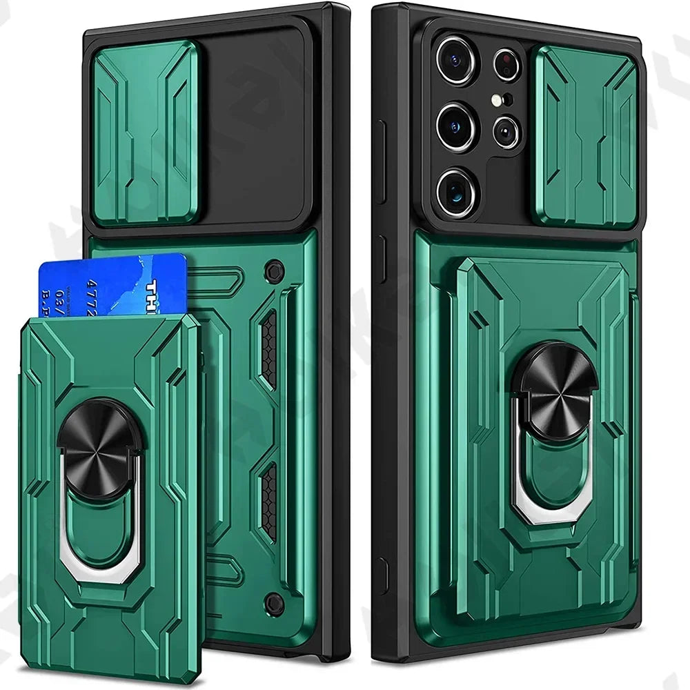 Samsung Mobile Cover - Slide Camera Card Holder 360° Ring Cover