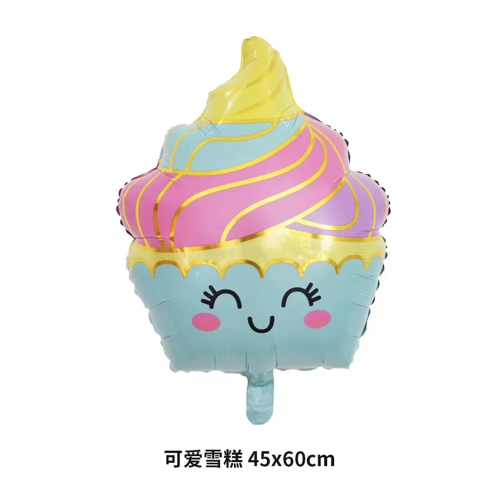 32Inch Donut globos Foil Balloon Fruit Ice Cream Helium Balloon Birthday Party Decoration Kids Toy Sweet Digital baby shower