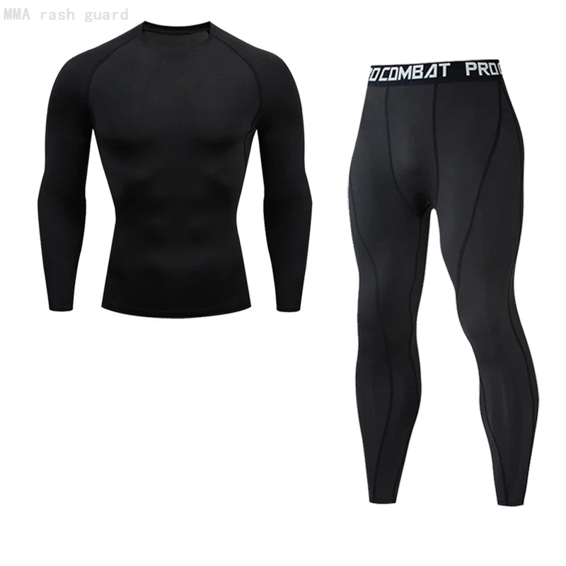 Men's Compression Sportswear Suits Gym Tights Training Clothes Workout Jogging Sports Set Running Rashguard Tracksuit For Men