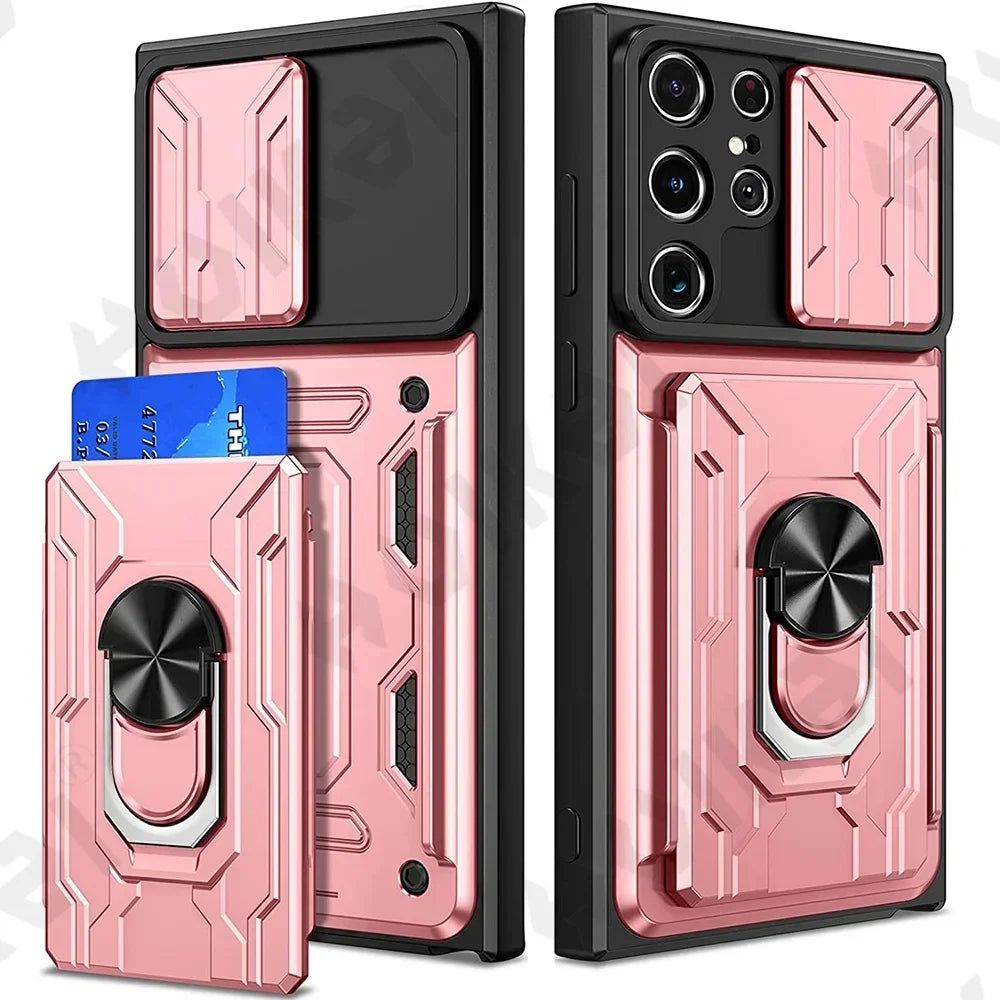 Samsung Mobile Cover - Slide Camera Card Holder 360° Ring Cover
